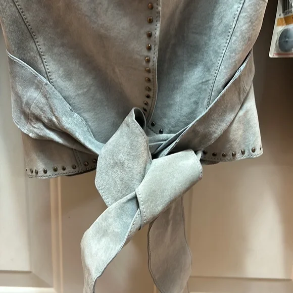 NWT Vintage Karen Kane Blue Leather Studded Jacket Small - Picture 4 of 10